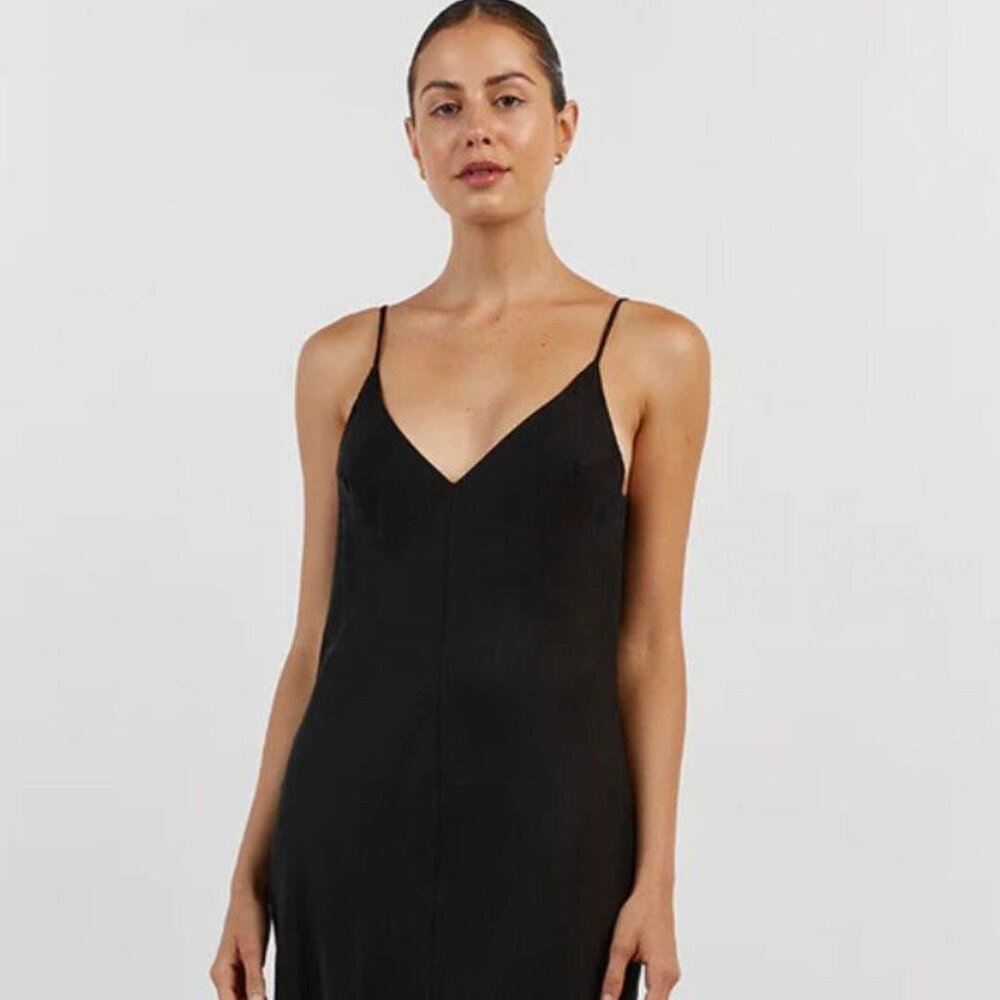 DISSH Kingston Black Cupro Midi Dress - Size 6